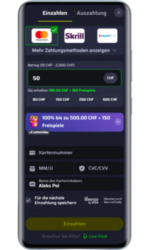 BdmBet Konto-Management App mit Einzahlungen und Spielhistorie